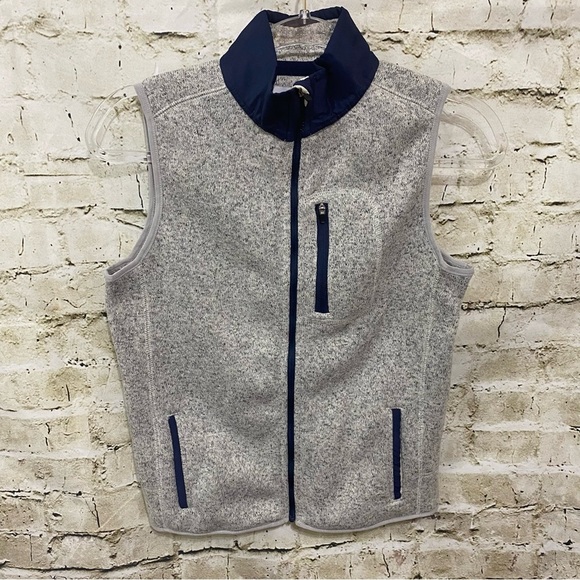 Southern Proper Gray Blue Field Fleece Zip Pocket Vest - Picture 1 of 4